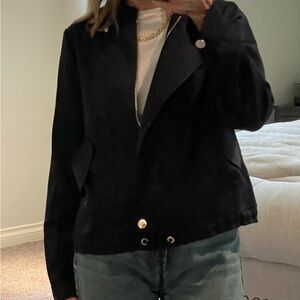 Women's navy short Ted Baker silk jacket. Size1